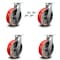 Service Caster 12 Inch Heavy Duty Red Poly on Cast Iron Caster Set with Swivel Locks, 4PK SCC-KP92S1230-PUR-RS-BSL-4 - alternate 3